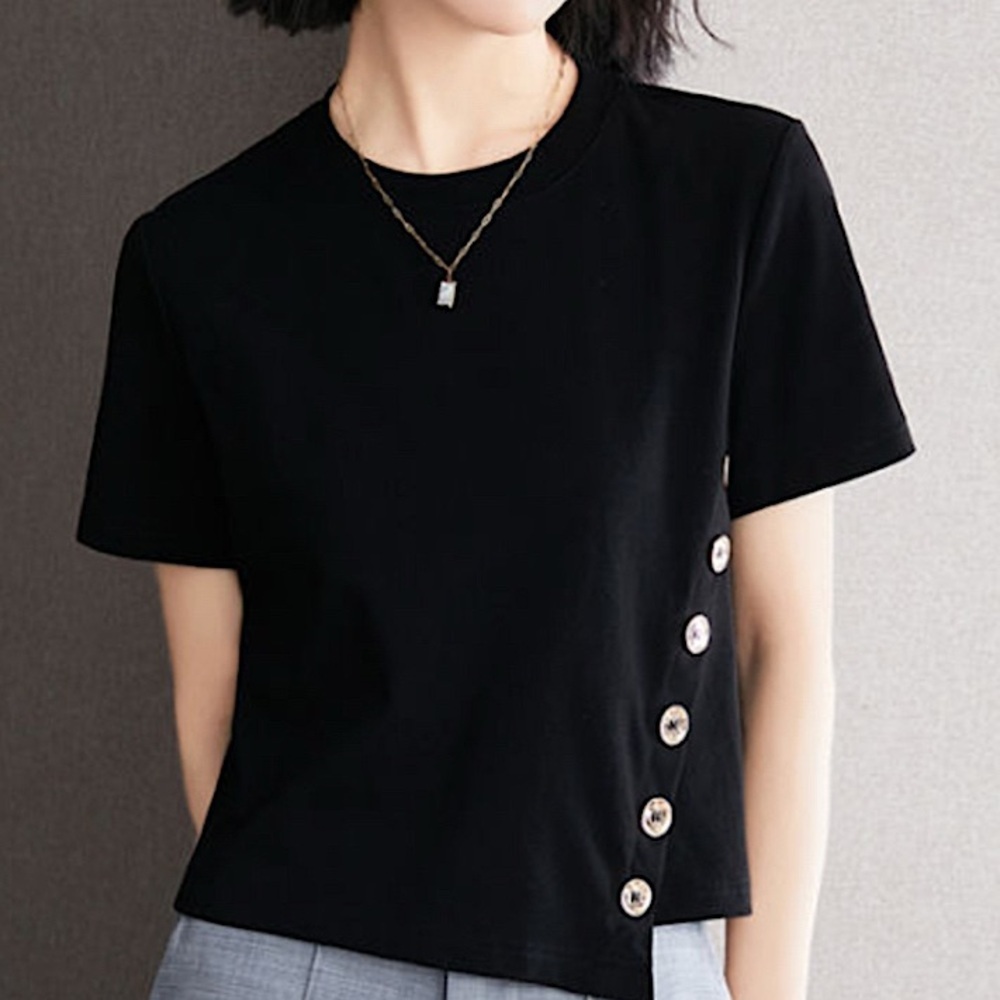 Zara Black Knit Crew Neck Cropped Top Minimalist Chic Quiet Luxury Small